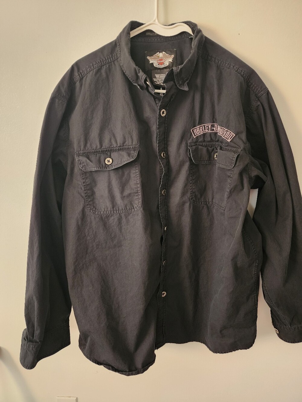 Harley-Davidson Black Long-Sleeve Button Shirt with Chest Pockets